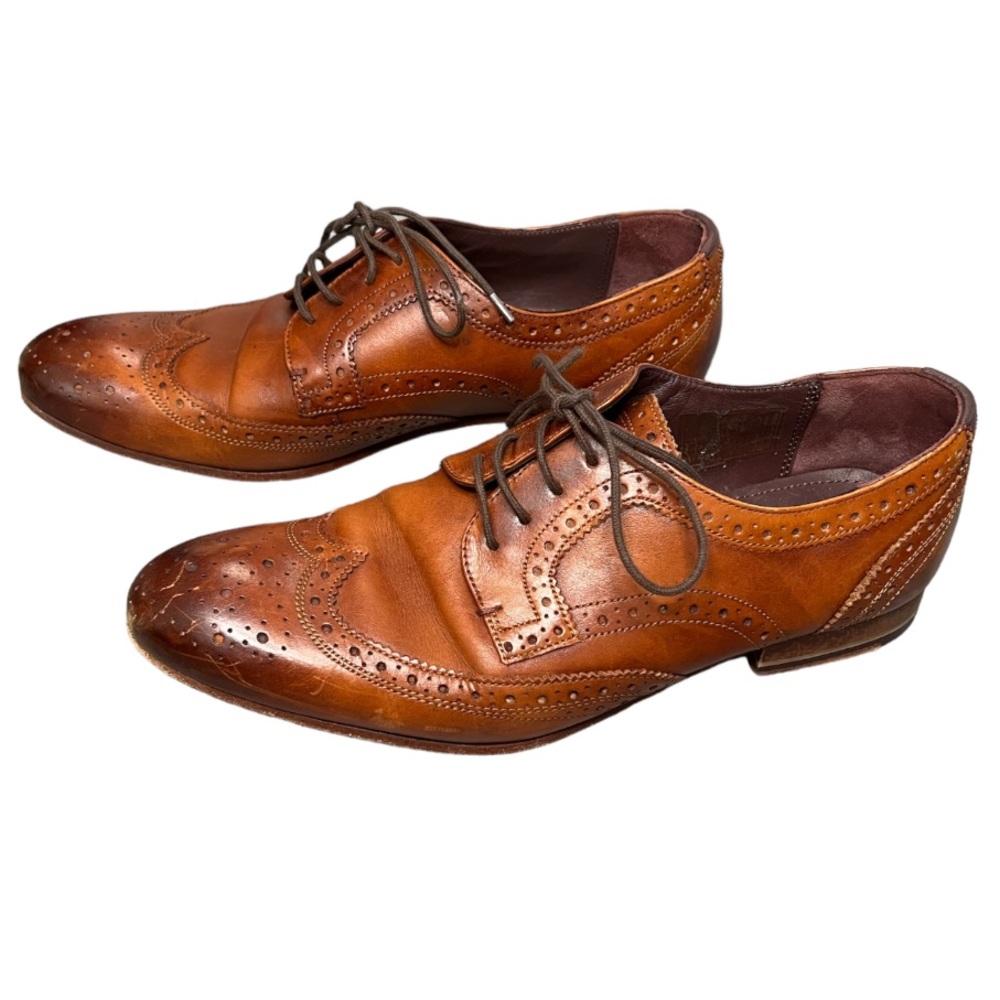 TED BAKER Gryene Lace-Up Oxford Shoes in Brown Leather